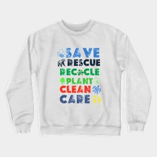 Save Bees Rescue Animals Recycle Plastict Earth Day 2024 Crewneck Sweatshirt